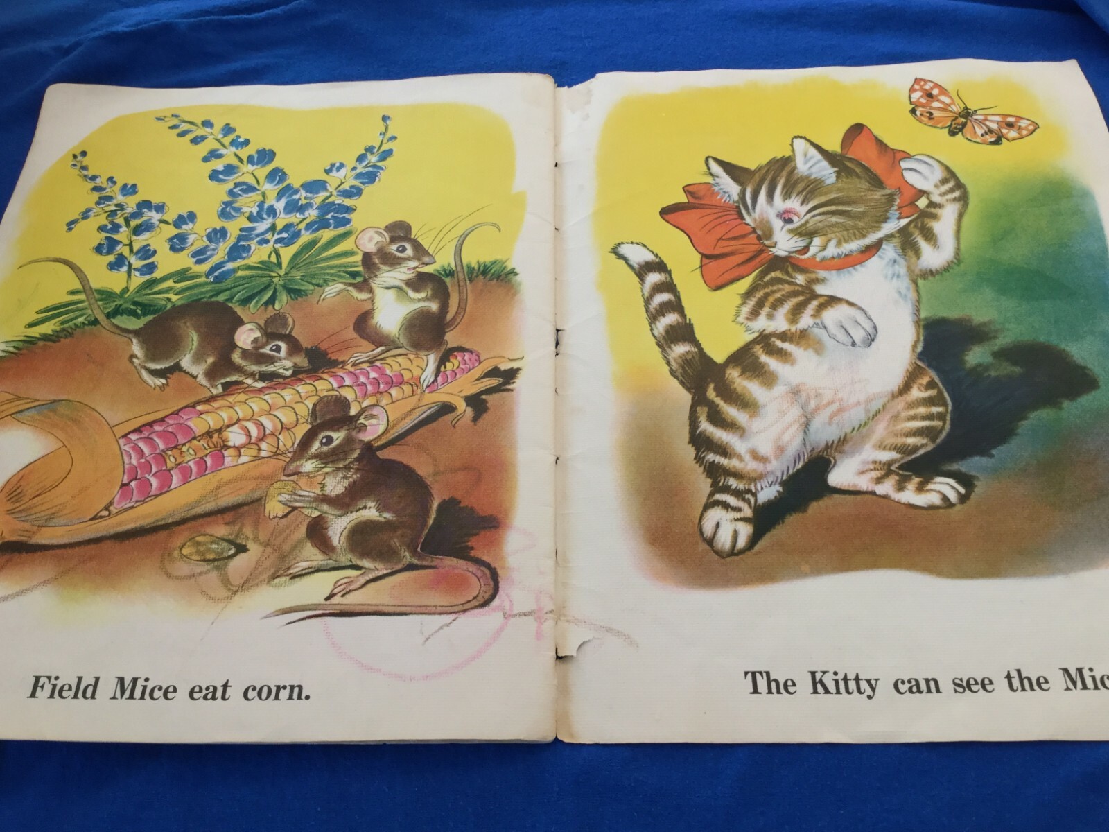 1938 Baby Animals Picture Book Oversized Antique Children's Color