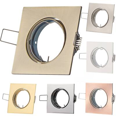 6 x Einbaurahmen Set eckig schwenkbar GU10 MR16 Ø72-75mm Bohrloch Rahmen