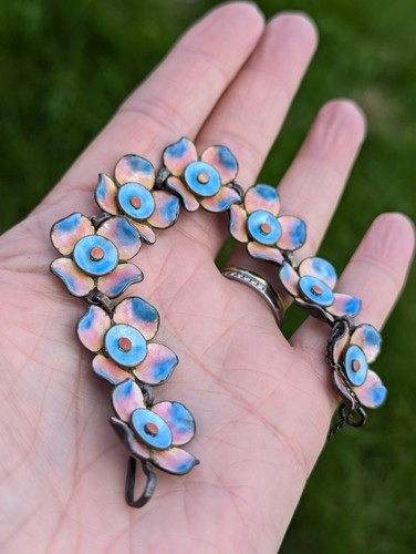 Vintage Bernard Instone Silver And Enamel Bracelet - Picture 7 of 21
