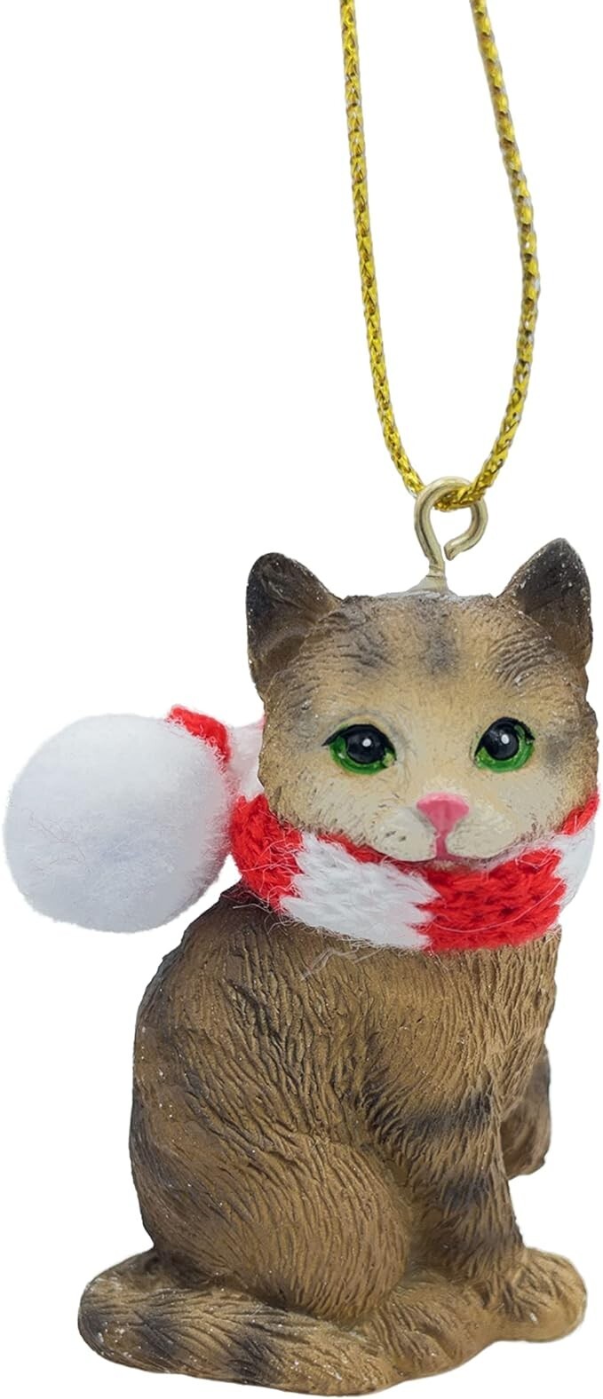 Tan Brown Stripped Shorthaired Tabby Kitty Cat Christmas Tree Ornament Scarf