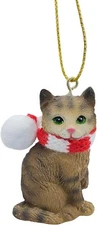 Tan Brown Stripped Shorthaired Tabby Kitty Cat Christmas Tree Ornament Scarf