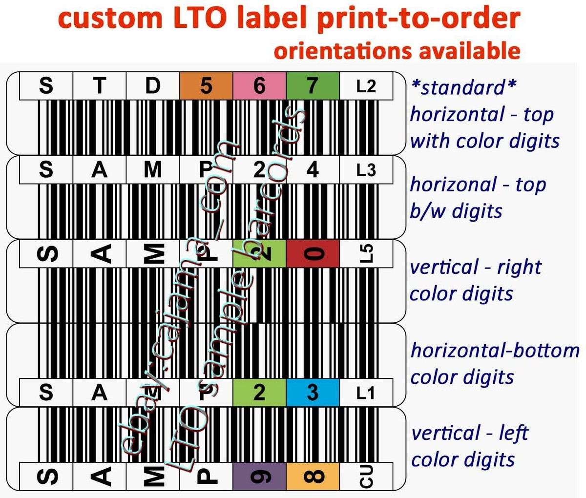 custom printed LTO Ultrium labels (for LTO9, LTO6, LTO4, etc