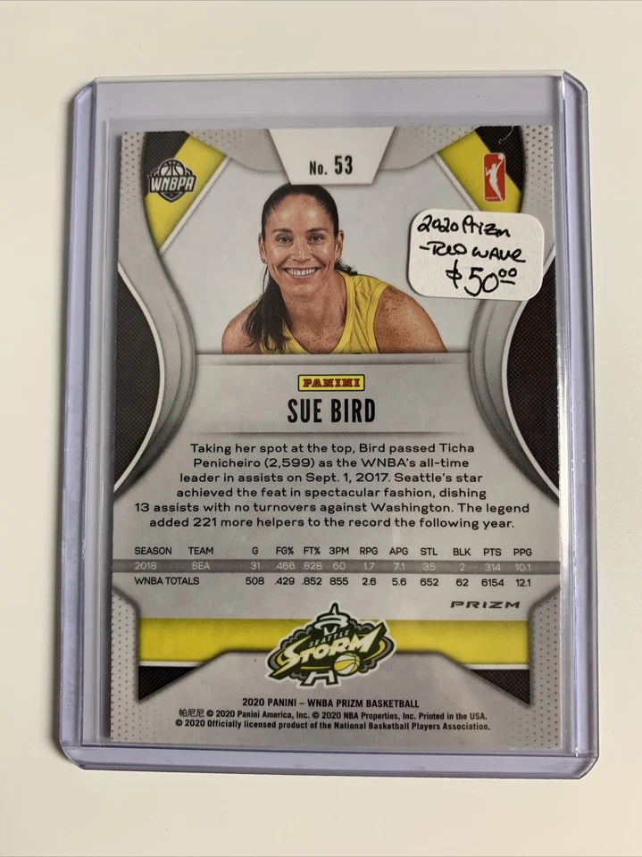 2020 Prizm WNBA - RED WAVE #53 Sue Bird STORM  - Image 2 of 2