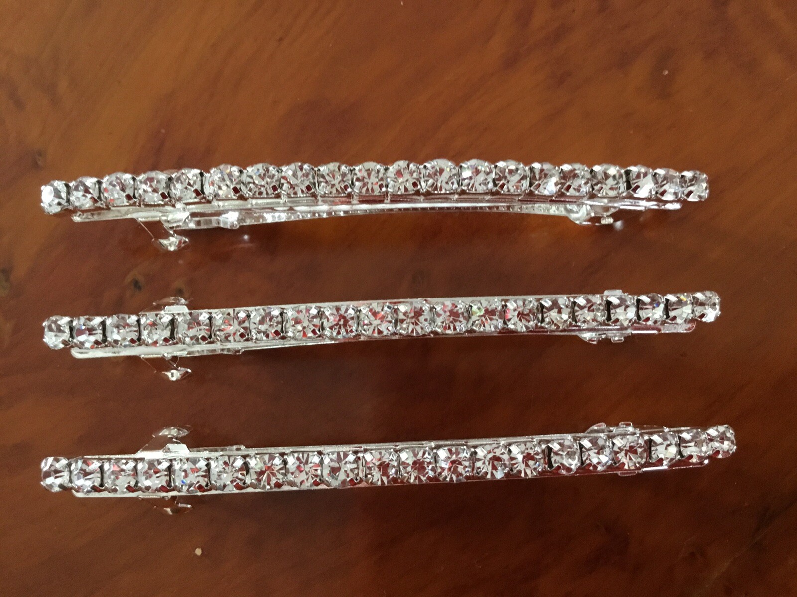 Bridal Wedding Prom Silver Crystal Diamante Hair Grips Clips Slides.1