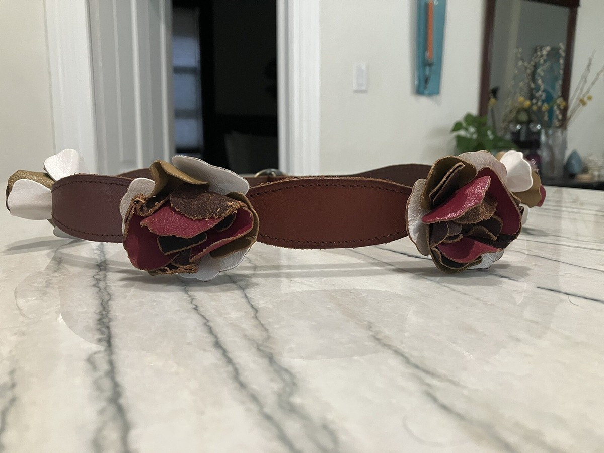 Anthropologie Lucky Penny Leather Belt with Elephant Buckle Lucky Penny Anthropologie Ruffles Blossom Belt Size M  main image 2