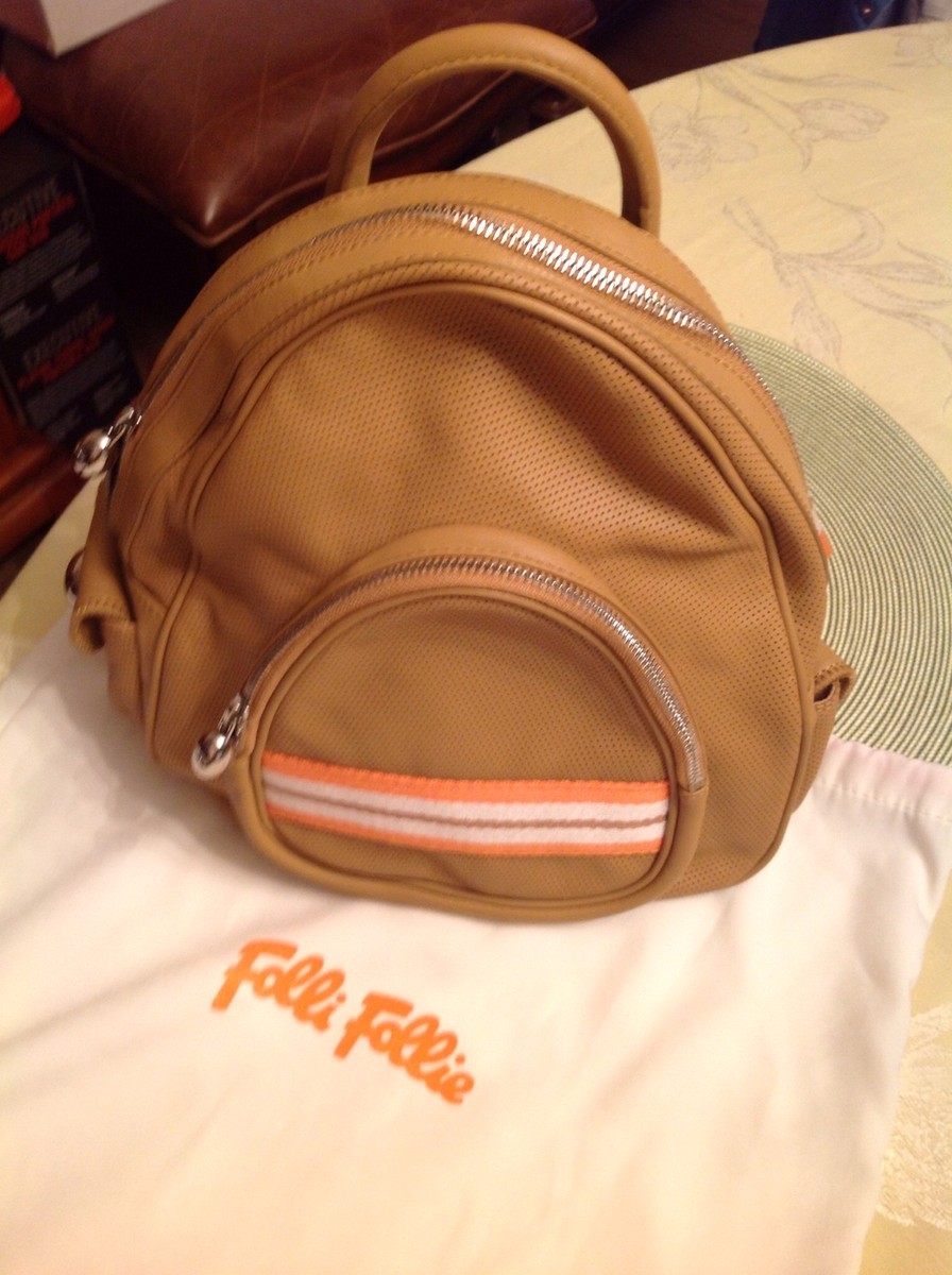 Folli- Follie Camel Butter Soft Leather Backpack Bag NWOT-HTF