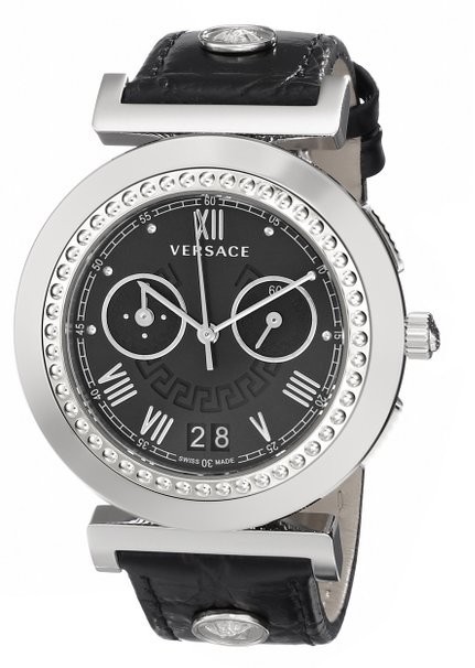 Versace Vanity Chronograph Watch Stainless Steel Round Chrono for Women-image