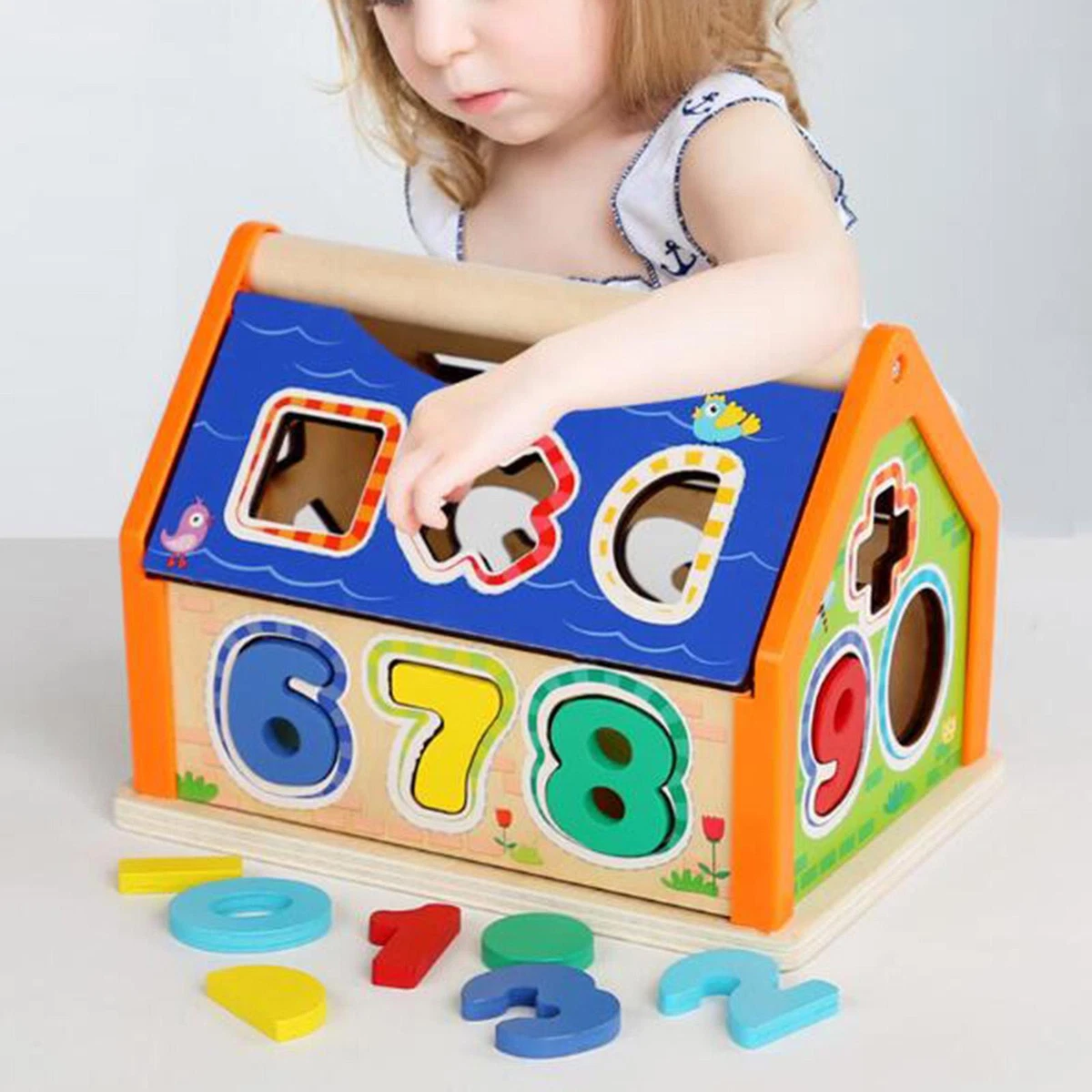 House Activity Center Wooden House Toys Educational Toys Shape Sorter Toys for