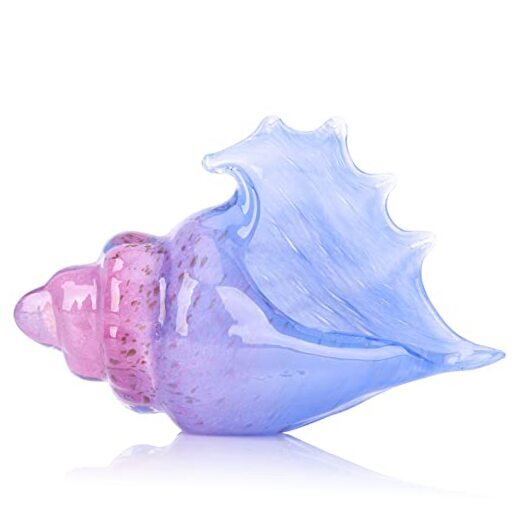 Hand Blown Glass Conch Statue,Glass Art Figurine,Coastal Home Decor Pink Blue