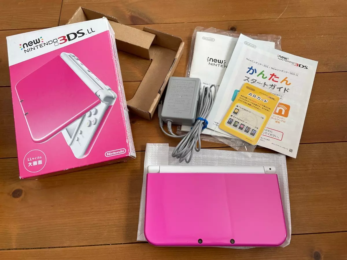 New Nintendo 3DS LL Pink/White Handheld System Console w/Box IPS top panel