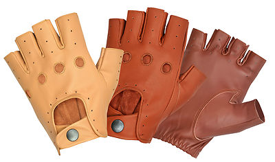 Handschuhe Herren Autofahren echtes Schafsleder echtes fingerloses Lammfell Chauffeur 