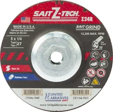 United Abrasives 22612 5x5/8-11 Z-TECH Z24R Zirconium Grinding Wheels 10 pack