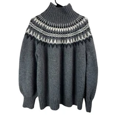 HATCH Noemi Maternity Fair Isle Alpaca Wool Blend Turtleneck Sweater Gray Sz 3/L