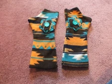 Upcycled Repurposed fleece made into Hand Wrist Warmers Westen Handmade Flower