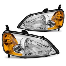 Pair Headlights For 2001-2003 Honda Civic 2-door4-door Chrome Headlamps Lhrh Pair Headlights For 2001-2003 Honda Civic 2-door4-door Chrome Headlamps Lhrh