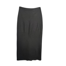 Vintage Boiled Wool Long Pencil Skirt Inset in Slit XS Witchy Goth Dark Academia