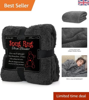 Luxus Sherpa Fleece Überwurf Decke 127 x 178 cm - Elegant Schiefergrau Komfort