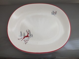 V. Large Crown Devon Stockholm Leaping Deer plate platter 13.25"