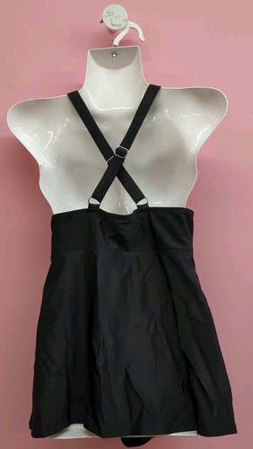 Rotita Ruched V Neck Wire Free Tummy Coverage Tankini Top Size XL Black - Picture 2 of 6