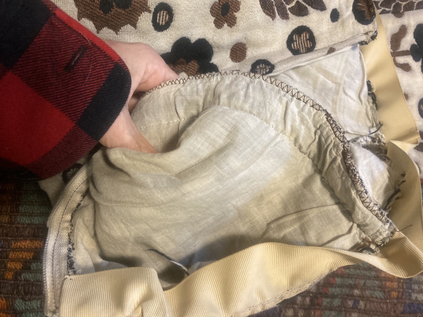 2pc Vest Pants suit Set Womens S Brown Tapestry bell bottom 70s Floral Vtg daisy