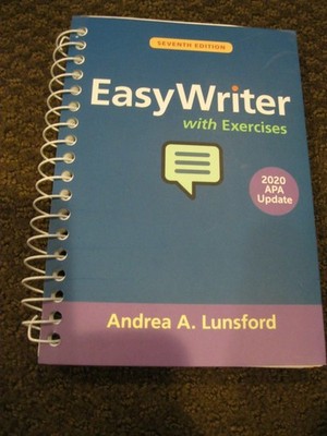 EasyWriter with Exercises 7th Edition 2020 APA Update Andrea Lunsford Like New