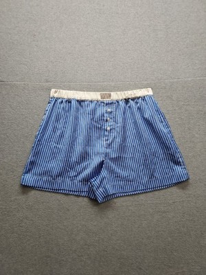J Crew Women Boxer Shorts S Blue White Striped Elastic Waist High Rise Comfort