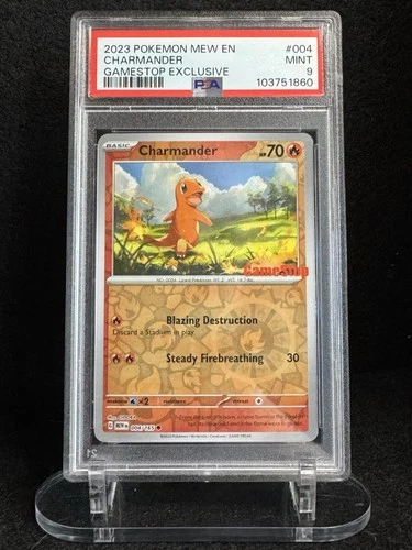 Pokémon TCG Charmander 004/165 GameStop Exclusive Promo Reverse Holo PSA 9