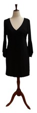 Lauren Ralph Lauren Sheath Dress Womens Size 12 Black Bell Sleeve V Neck Lined
