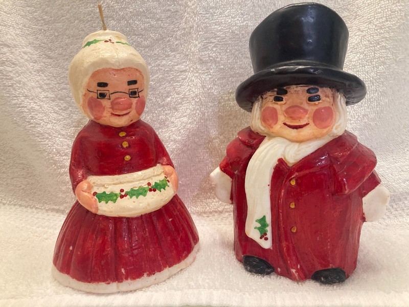 Rare Vintage Marshall Field's Uncle Mistletoe & Aunt Holly Candles