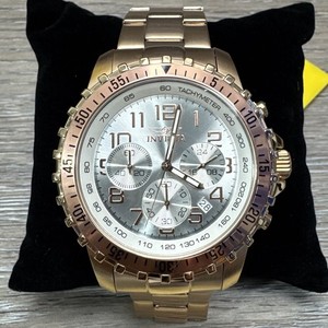 Authentic Invicta Men's Watch 45mm Specialty Pilot Chronograph Rose Gold Plated Bracelet