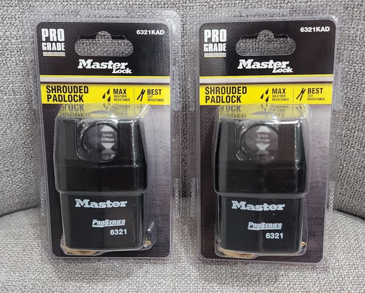 Master Lock 6321KAD Lot Of 2 ProSeries Padlocks Shrouded Shackle