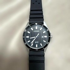 Citizen Quartz Watch Black Rubber Band Water Resistant WR 100