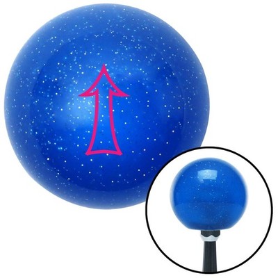 Pink Fancy Outlined Directional Arrow Up Blue Metal Flake Shift Knob M16x1.5