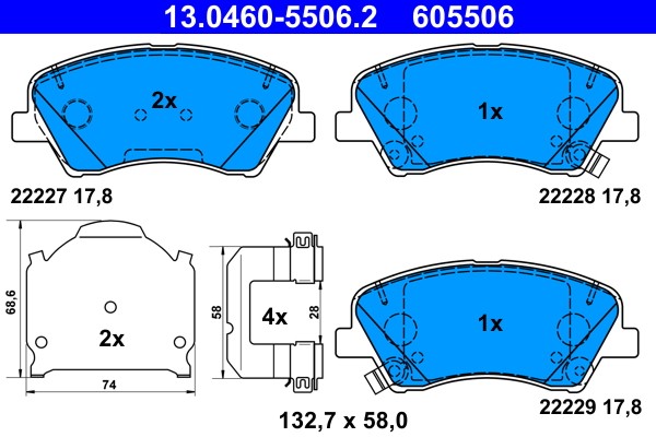 ✅Fits ATE 13.0460-5506.2 Brake Pad Set, disc brake 13.0460-5506.2 Br ⭐UK Seller⭐