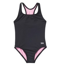 TYR Durafast Lite Ella Maxfit One Piece Swimsuit GIRLS Size S 6/6X Black