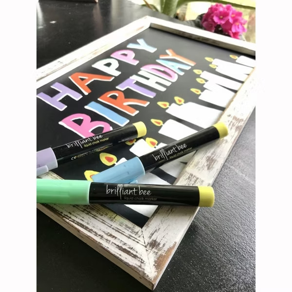 Liquid Chalk Markers with Reversible Tip by Brilliant Bee, 30 Count