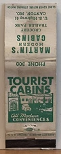 Martin's Modern Cabins Grocery Trailer Park Canton MO Missouri Matchbook Cover