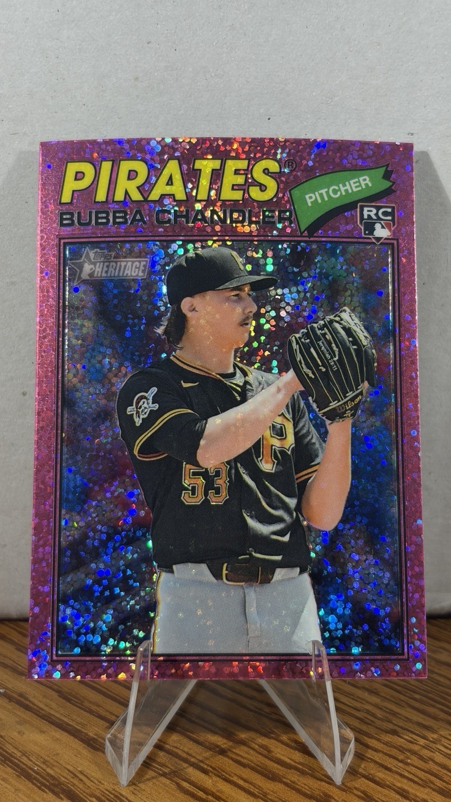 2026 Topps Heritage - Bubba Chandler #265 Chrome Pink Sparkle Refractor (RC)