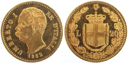 i-650122 Italy 20 Lire 1882 R. NGC MS 63 DPL
