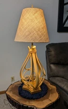 Vintage Mid-Century Modern Rattan Lamp Table Lamp Excellent Condition WORKS