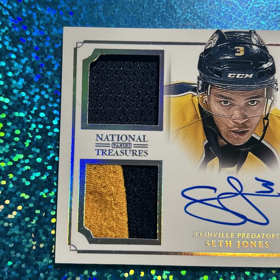 2013-14 National Treasures #RB-SJ - SETH JONES (RC Patch Auto #d/75 - Nashville - Image 3 of 4