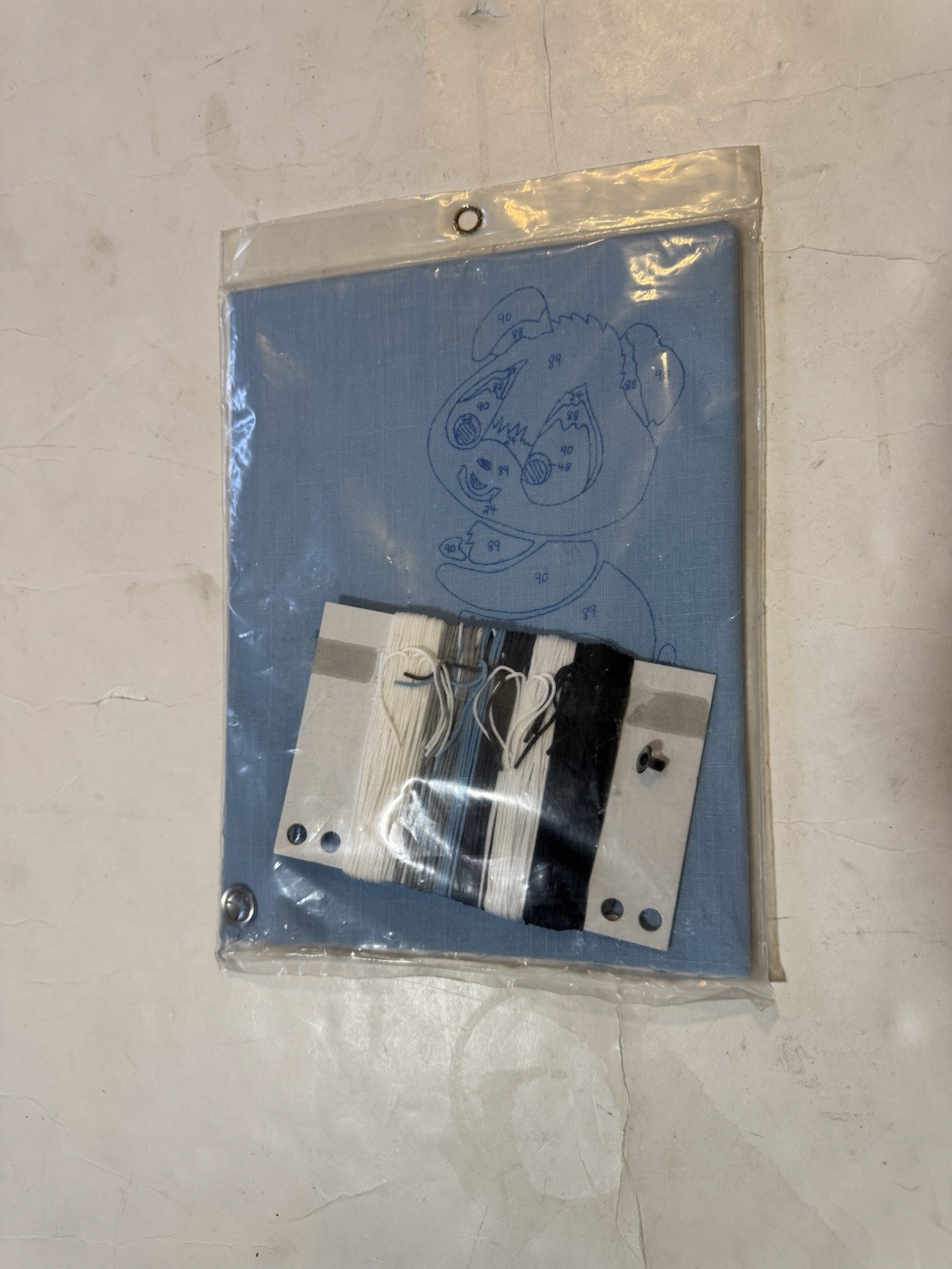 Kazari A-3 Punch Embroidery Kit Panda 8x10 Inch Thread Fabric Eyes Vintage 1979 New