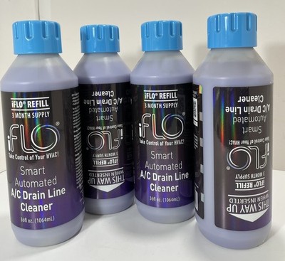 4x iFlo Refill Smart Automated AC Drain Line & Drain Pan CLEANER 36 oz. each