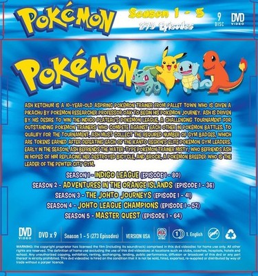 Pokemon Season 1-5: Indigo League Orange Island Johto Journey