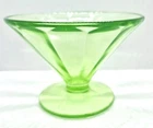Vintage Federal Glass Green Uranium Footed Sherbet Dessert Dish