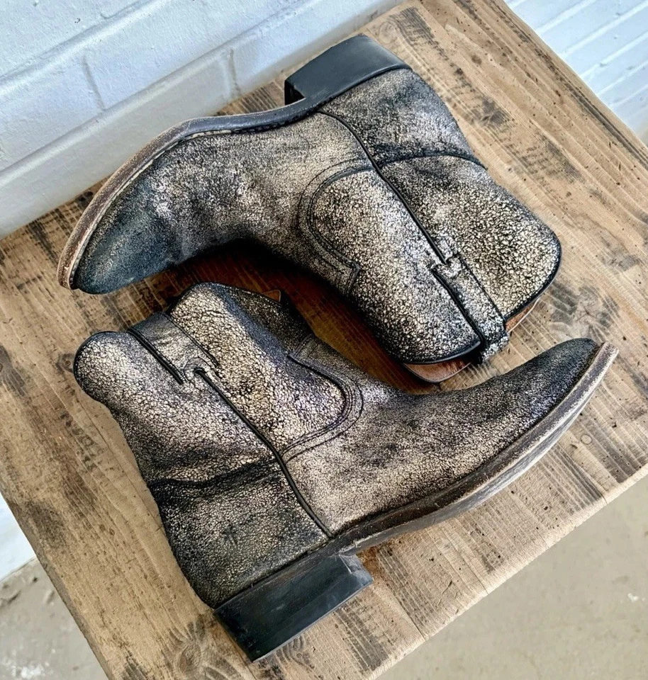 FRYE Billy Western Style Short Booties in Brushed Metallic Women’s SZ 8 VGUC - Image 3 of 4