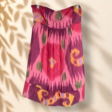 American Eagle Mini Dress Women S Small Pink Geometric Short Strapless Lined