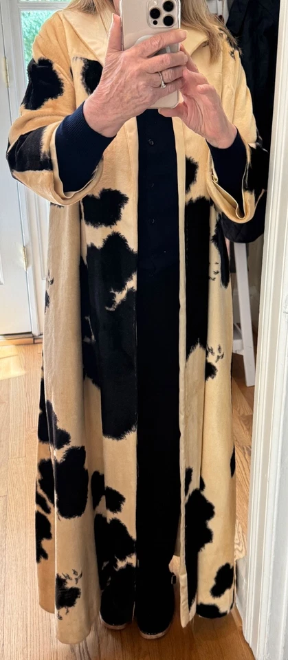 Retro 1960s Velvet Animal Hide Patterned Evening Coat Saks Small ZZ631 - Image 2 of 4