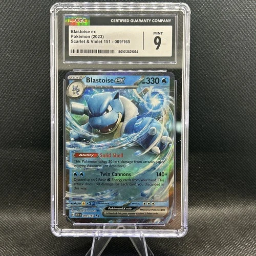 Pokemon TCG Blastoise Ex Mew EN 009/165 Scarlet Violet 151 Mint CGC 9 English