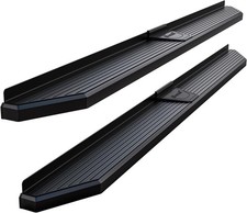 APS 6-inch Black Stainless Steel Powder Coated Flat Style Running Boards Nerf